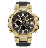 SMAEL Orologio sportivo militare con quadranti digitali da uomo - Orologio da polso multifunzione resistente agli urti 5 bar impermeabile oro