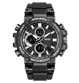 SMAEL Military Sports Watch with Digital Dials for Men - Multifunction Wrist Watch Shock Resistant 5 Bar Waterproof Silver