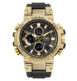 SMAEL Reloj deportivo militar con diales digitales para hombres, reloj de pulsera multifunción a prueba de golpes, 5 barras, impermeable, blanco y negro