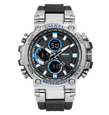 SMAEL Reloj deportivo militar con diales digitales para hombres, reloj de pulsera multifunción a prueba de golpes, 5 barras, impermeable, blanco y negro