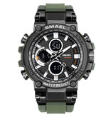 SMAEL Montre de sport militaire avec cadrans numériques pour hommes - Montre-bracelet multifonction résistante aux chocs 5 bars étanche rouge