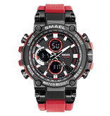 SMAEL Reloj deportivo militar con diales digitales para hombres - Reloj de pulsera multifunción resistente a los golpes 5 barras impermeable rojo
