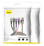 Baseus Cable de carga 4 en 1 - iPhone Lightning / USB-C / Micro-USB - Cable de datos del cargador de 1,2 metros Negro