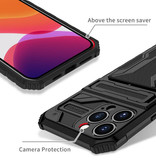 YIKELO iPhone 13 Pro Max - Armor Card Slot Hoesje met Kickstand - Wallet Cover Case Zwart