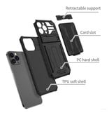 YIKELO iPhone 13 Pro Max - Funda Armor con ranura para tarjeta y soporte - Funda tipo billetera Verde