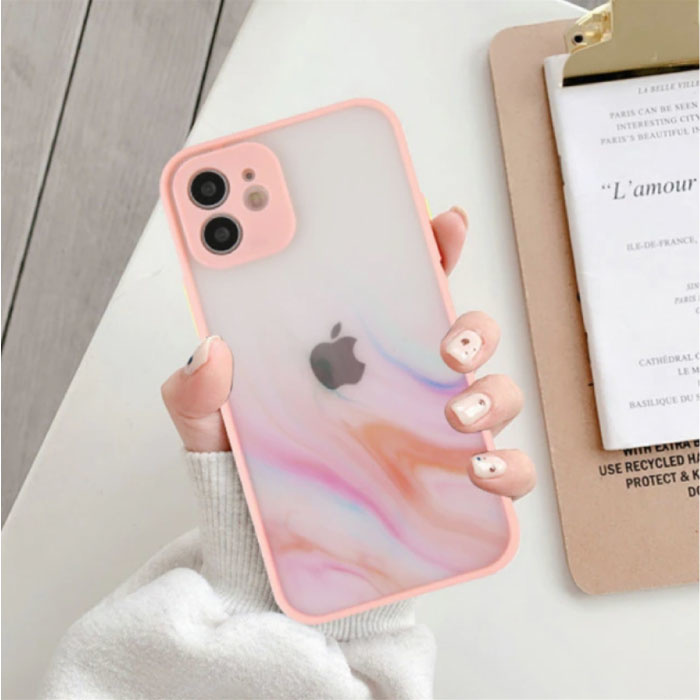 iPhone 13 Bumper Case mit Print - Schutzhülle Silikon TPU Anti-Shock Pink