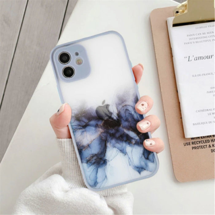 iPhone XS Max Bumper Hoesje met Print - Case Cover Silicone TPU Anti-Shock Blauw