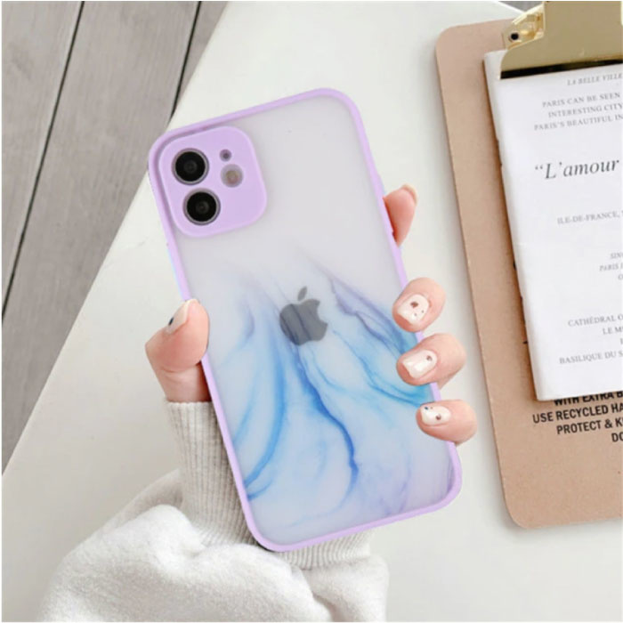 Coque Bumper iPhone SE (2020) avec Imprimé - Coque Silicone TPU Anti-Shock Violet