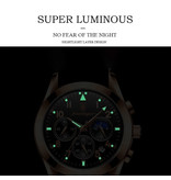 Poedagar Reloj de acero inoxidable para hombre - Reloj de lujo luminoso, resistente al agua, cuarzo, dorado, plateado