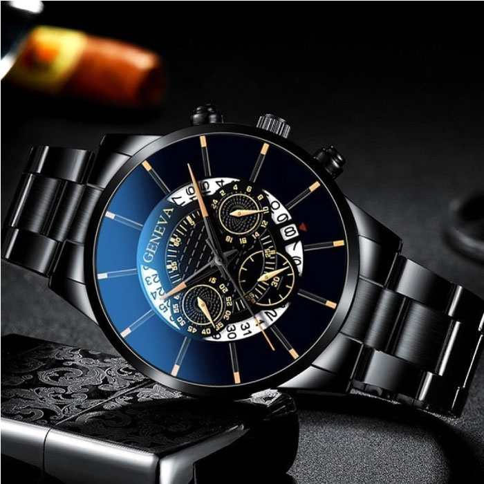 Orologio classico da uomo Calendario di orologi di lusso con cinturino in acciaio al quarzo Stuff Enough.be