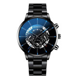 Geneva Classic Watch for Men - Quartz Steel Strap Luxury Timepiece Calendar Business Black Blue