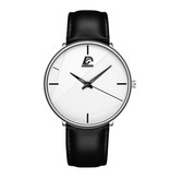 DIJANES Reloj minimalista para hombre - Moda ultrafino de negocios Movimiento de cuarzo Correa de cuero blanco plateado