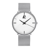 DIJANES Reloj minimalista para hombre - Moda ultrafino Movimiento de cuarzo de negocios Correa de malla plateada blanca