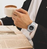 PINTIME Frosted Luxe Horloge voor Heren - Roestvrij Staal Kwarts Uurwerk met Opbergdoosje Zwart