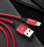 HOCO Câble de chargement USB Lightning à 8 broches Câble de données Chargeur en nylon tressé 1M iPhone/iPad/iPod Rouge