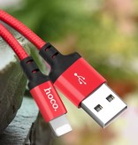 HOCO 8-pin Lightning USB Charging Cable Data Cable 1M Braided Nylon Charger iPhone/iPad/iPod Red