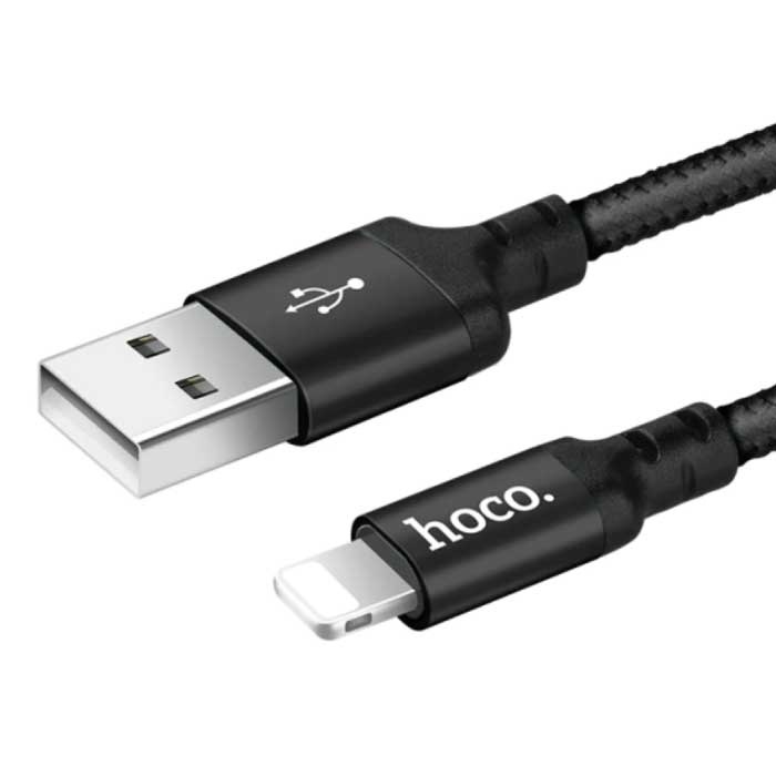 Cable de carga USB Lightning de 8 pines Cable de datos Cargador de nailon trenzado de 1 m iPhone / iPad / iPod Negro