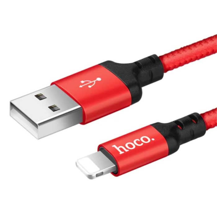 Cable de carga USB Lightning de 8 pines Cable de datos Cargador de nylon trenzado de 2M iPhone / iPad / iPod Rojo