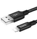 HOCO Cable de carga USB Lightning de 8 pines Cable de datos Cargador de nailon trenzado de 2 m iPhone / iPad / iPod Negro