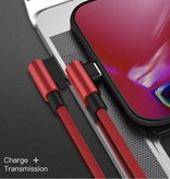 Ilano Kabel ładujący 90° 1M do iPhone'a Lightning 8-pin - 1 metr - Kabel danych do ładowarki z plecionego nylonu Android Niebieski