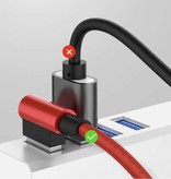 Ilano Câble de charge 90° 1,5M pour iPhone Lightning 8 broches - 1,5 mètre - Câble de données de chargeur en nylon tressé Android Rouge