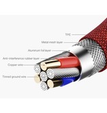 Ilano Cable de Carga 90° 2M para iPhone Lightning 8-pin - 2 Metros - Cargador de Nylon Trenzado Cable de Datos Android Rojo