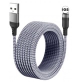 MEICUNE Extra Lange 5M 8-pin iPhone Lightning USB Oplaadkabel Datakabel Gevlochten Nylon Oplader iPhone/iPad/iPod Rood