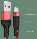 MEICUNE Bardzo długi kabel ładujący 5M Micro USB Kabel do transmisji danych Pleciony nylonowy ładowarka Czerwony