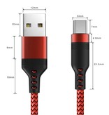 MEICUNE Extra Long 8M Micro USB Charging Cable Data Cable Braided Nylon Charger Red