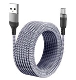 MEICUNE Extra Long 5M USB-C Charging Cable Data Cable Braided Nylon Charger Gray