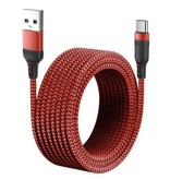 MEICUNE Câble de charge extra-long 8M USB-C Câble de données Chargeur en nylon tressé Rouge