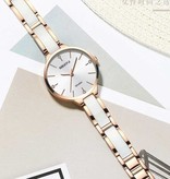 Nibosi Luxe Horloge voor Dames - Keramische Armband Klok Kwarts Roestvrij Staal Polshorloge Wit