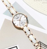 Nibosi Luxury Watch for Women - Ceramic Bracelet Clock Quartz Stainless Steel Wristwatch White
