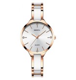 Nibosi Luxury Watch for Women - Ceramic Bracelet Clock Quartz Stainless Steel Wristwatch White