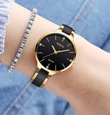 Nibosi Luxury Watch for Women - Ceramic Bracelet Clock Quartz Stainless Steel Wrist Watch Black