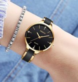 Nibosi Reloj de lujo para mujer - Reloj de pulsera de cerámica Reloj de pulsera de acero inoxidable de cuarzo Negro