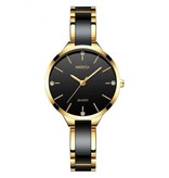 Nibosi Luxury Watch for Women - Ceramic Bracelet Clock Quartz Stainless Steel Wrist Watch Black