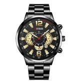 DEYROS Reloj deportivo de acero inoxidable para hombre - Movimiento de cuarzo Calendario Reloj luminoso Acero Negro Rojo