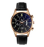 SOXY Stylowy luksusowy zegarek dla mężczyzn — błyszczący skórzany pasek z mechanizmem kwarcowym z kalendarzem w kolorze czarnym