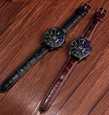 SOXY Stijlvol Luxe Horloge voor Heren - Lichtgevend Kwarts Uurwerk Leren Band met Kalender Zwart Goud