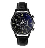 SOXY Stylish Luxury Watch for Men - Luminous Quartz Movement Leather Strap with Calendar Black Gold