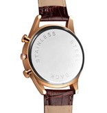 SOXY Stylish Luxury Watch for Men - Luminous Quartz Movement Leather Strap with Calendar Brown Gold