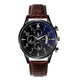 SOXY Stylish Luxury Watch for Men - Luminous Quartz Movement Leather Strap with Calendar Brown Gold