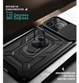 Relaxtoo iPhone 13 - Custodia Armor con Cavalletto e Protezione Fotocamera - Custodia Pop Grip Cover Nera