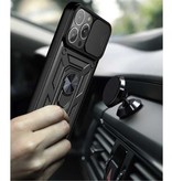 Relaxtoo iPhone 13 - Custodia Armor con Cavalletto e Protezione Fotocamera - Custodia Pop Grip Cover Nera