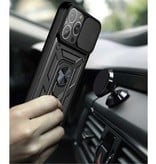 Relaxtoo iPhone 13 Mini - Armor Case mit Kickstand und Kameraschutz - Pop Grip Cover Case Silber