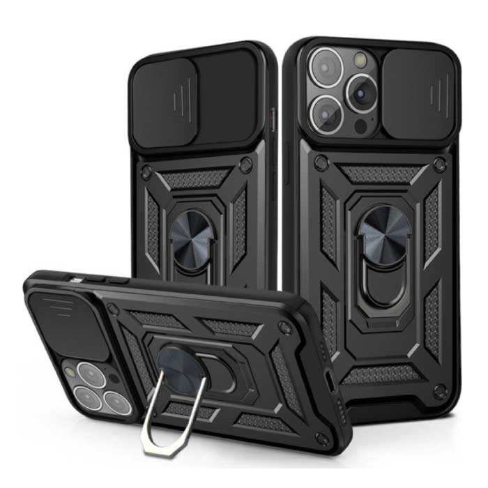 iPhone 13 Pro Max - Armor Case with Kickstand and Camera Protection - Pop Grip Cover Case Black