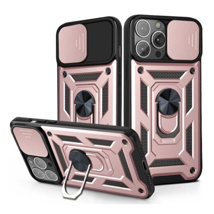 iPhone 13 Mini - Armor Case with Kickstand and Camera Protection - Pop Grip Cover Case Pink