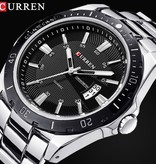 Curren Montre Mécanique Business Homme - Mouvement Quartz Bracelet Acier Inoxydable Argent Blanc