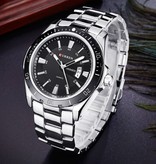 Curren Men's Mechanical Business Watch - Quartz Movement Stainless Steel Strap Wristwatch Silver White